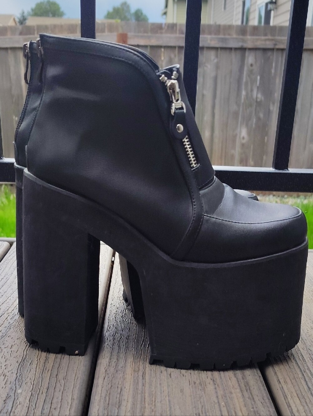 Current Mood Black Platform Lug Zip Ankle Boots